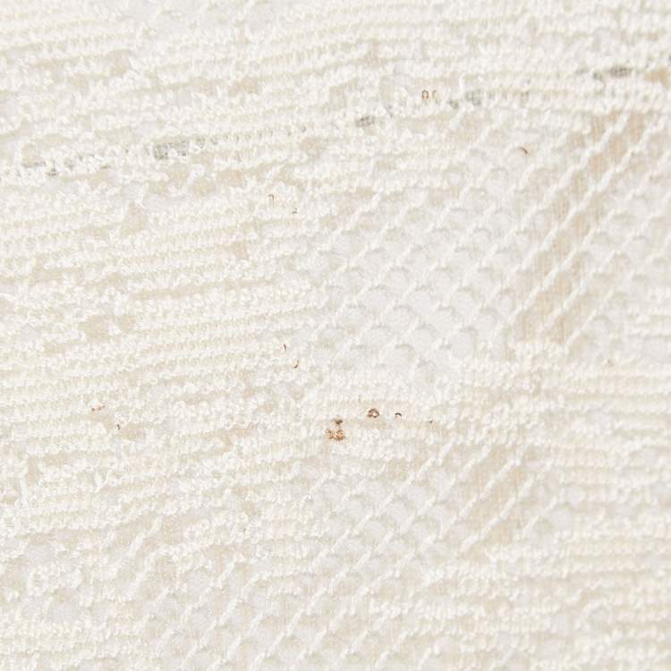 Pre Owned Christian Dior Beige Tulle and Crochet Emi Sheer Top M