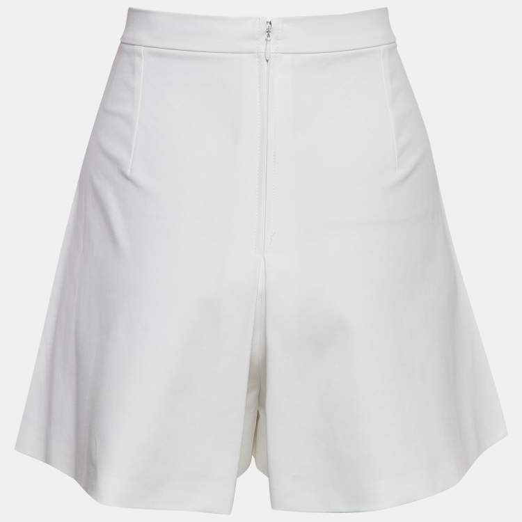 Pre Owned Christian Dior White Cotton Pleated Skorts M