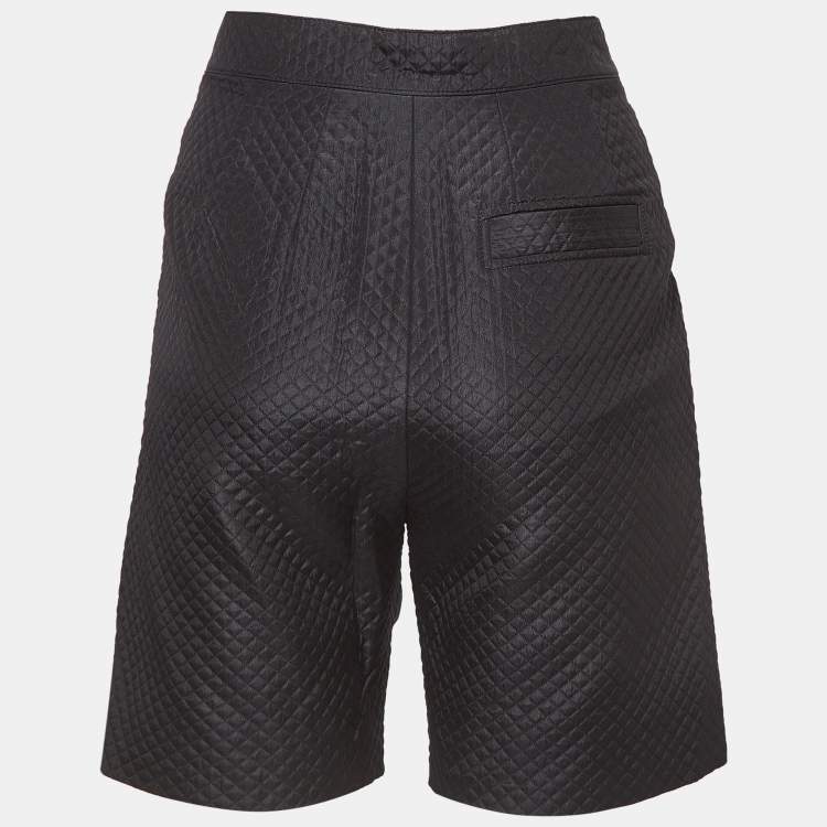 Pre Owned Christian Dior Black Silk Blend Diamond Quilted Bermuda Shorts M