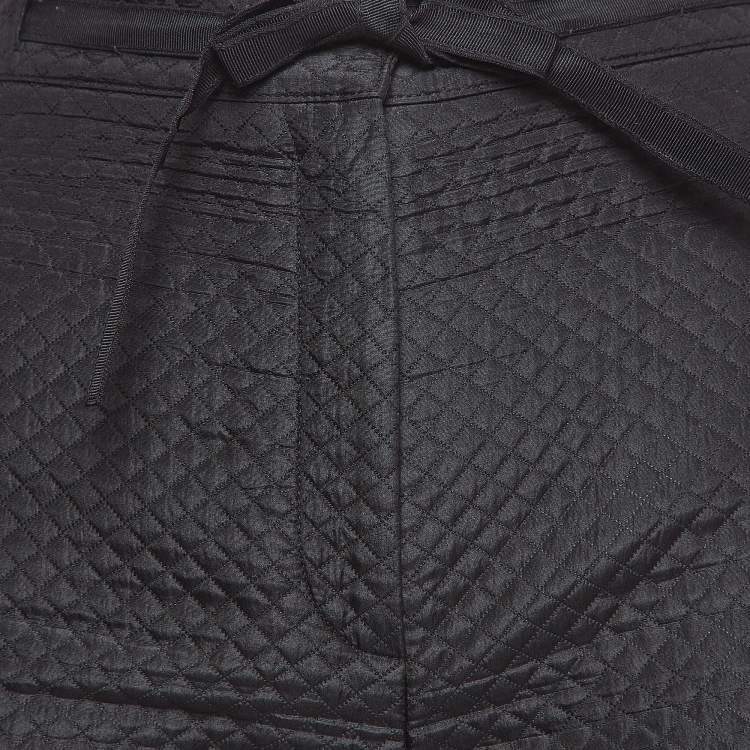 Pre Owned Christian Dior Black Silk Blend Diamond Quilted Bermuda Shorts M