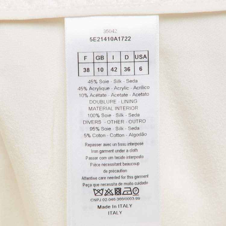 Pre Owned Christian Dior White Silk Blend Diamond Quilted Bermuda Shorts M