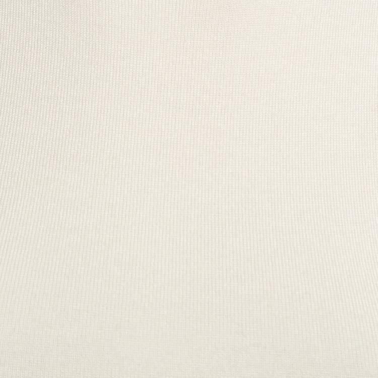Pre Owned Christian Dior Cream Cashmere Rib Knit Raw Edge Neck Tank Top M