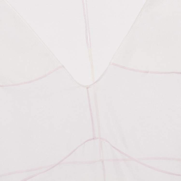 Pre Owned Christian Dior Pastel Pink Organza Silk Paneled Sheer Mini Dress M