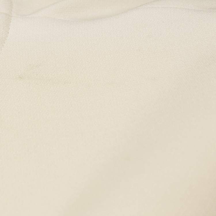 Pre Owned Christian Dior Cream Wool Blend Tie-Up Detail Flared Sleeve Mini Dress M