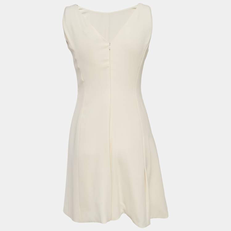 Pre Owned Christian Dior Cream Silk Paneled Sleeveless Playsuit M