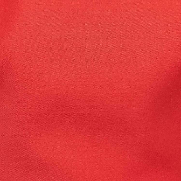 Pre Owned Christian Dior Red Gabardine Flounce Sheath Dress M