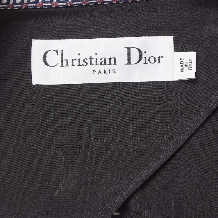 Pre Owned Christian Dior Blue Geometric Pattern Cotton Single Breasted Blazer M