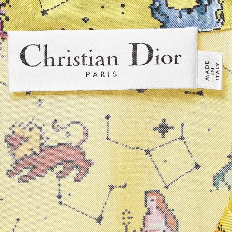 Pre Owned Dior Yellow Zodiac Print Silk Shirt and Shorts Set M/L 