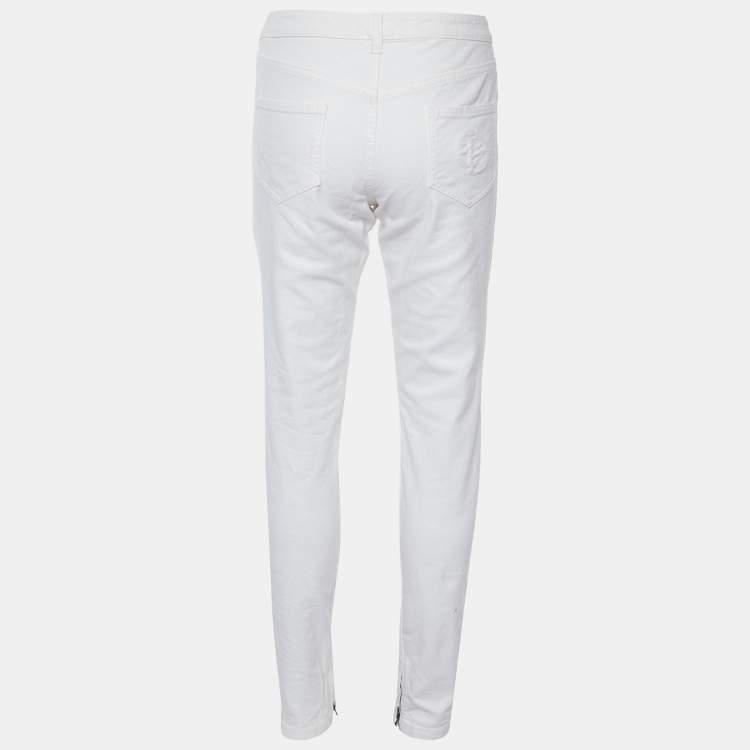 مملوكة مسبقًا Dior White Denim Slim Fit Jeans M/Waist 32.5"