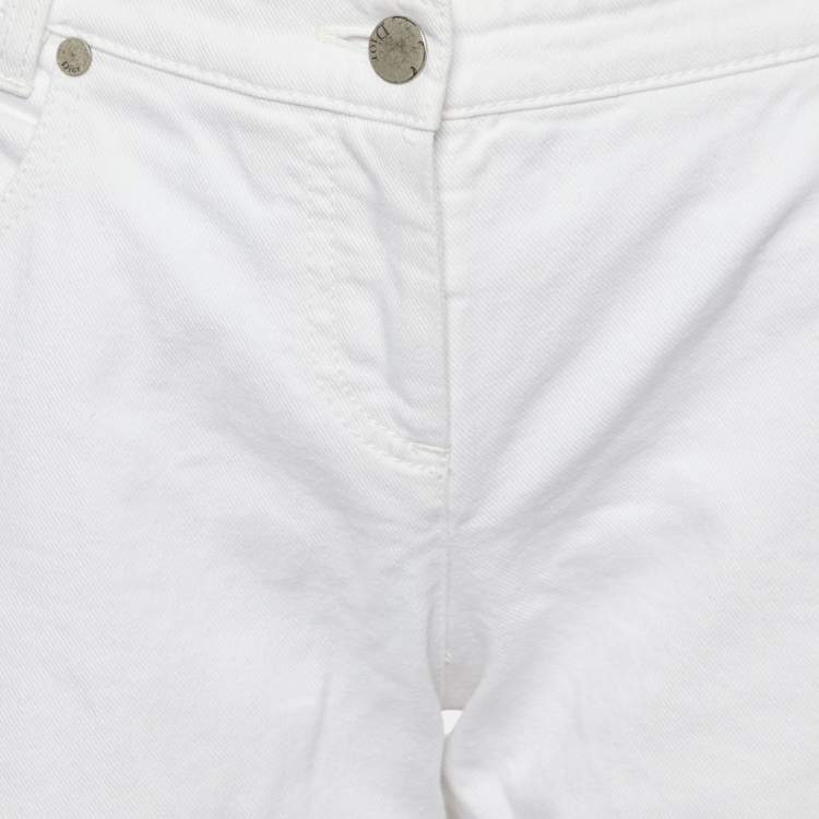 مملوكة مسبقًا Dior White Denim Slim Fit Jeans M/Waist 32.5"