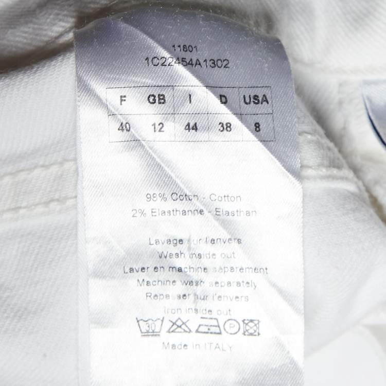 مملوكة مسبقًا Dior White Denim Slim Fit Jeans M/Waist 32.5"