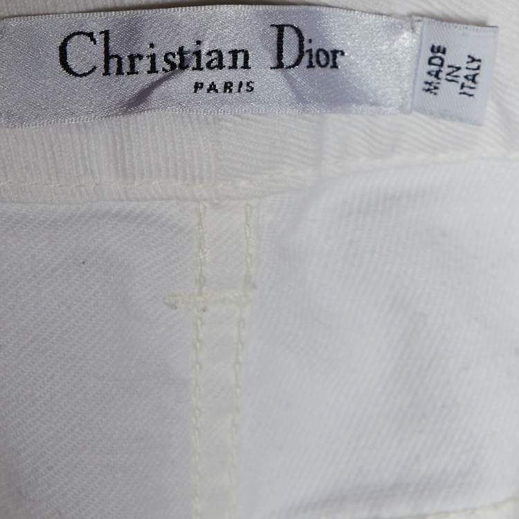 مملوكة مسبقًا Dior White Denim Slim Fit Jeans M/Waist 32.5"