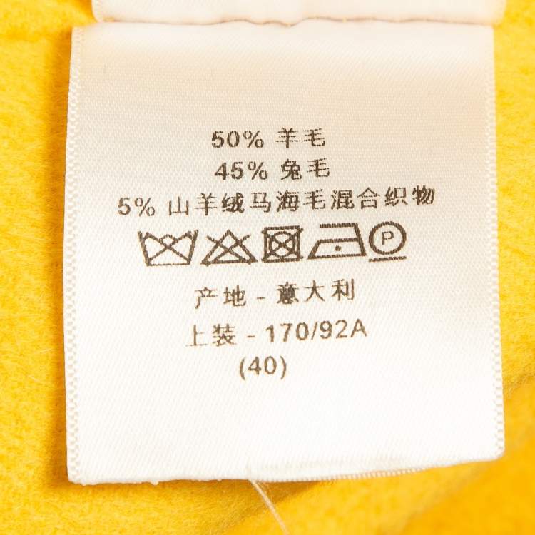 Pre Owned Dior Yellow Wool Blend Double Breasted Sleeveless Oversized Coat M