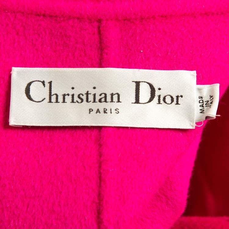 Pre Owned Dior Pink Wool Blend Double Breasted Mid Length Coat M