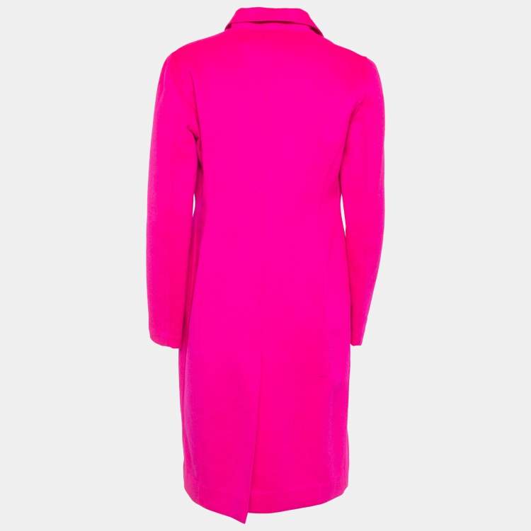 Pre Owned Dior Pink Wool Blend Double Breasted Mid Length Coat M