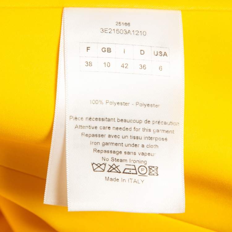 Pre Owned Dior Yellow Jersey Strapless Asymmetric Corset Top M