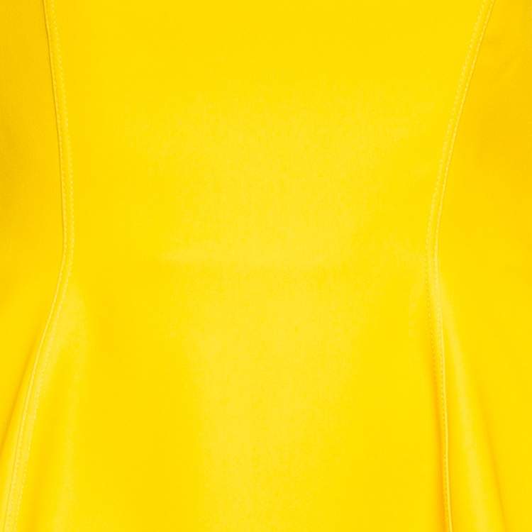 Pre Owned Dior Yellow Jersey Strapless Asymmetric Corset Top M