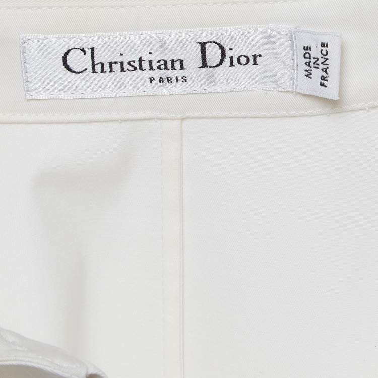 Pre Owned Dior White Cotton Sleeveless Drop Waist Shirt Dress M