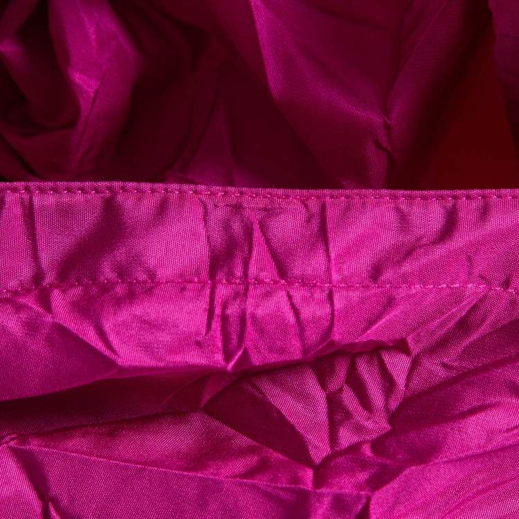 Pre Owned Dior Pink Crinkle Taffeta High-Low Oversized Blouse M