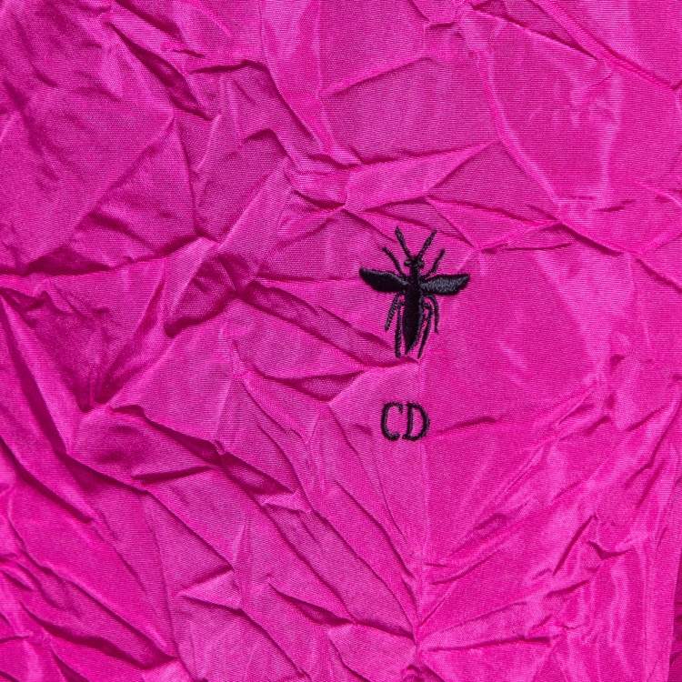 Pre Owned Dior Pink Crinkle Taffeta High-Low Oversized Blouse M