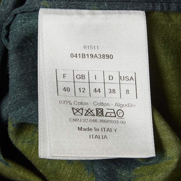 Pre Owned Dior Green Tie Die Print Cotton Short Sleeve Shirt M