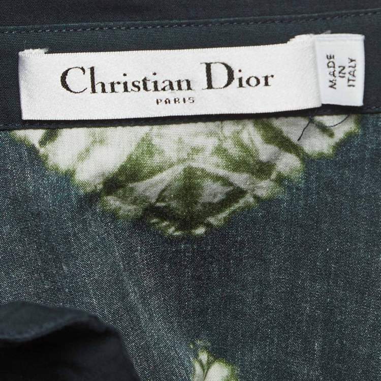 Pre Owned Dior Green Tie Die Print Cotton Short Sleeve Shirt M