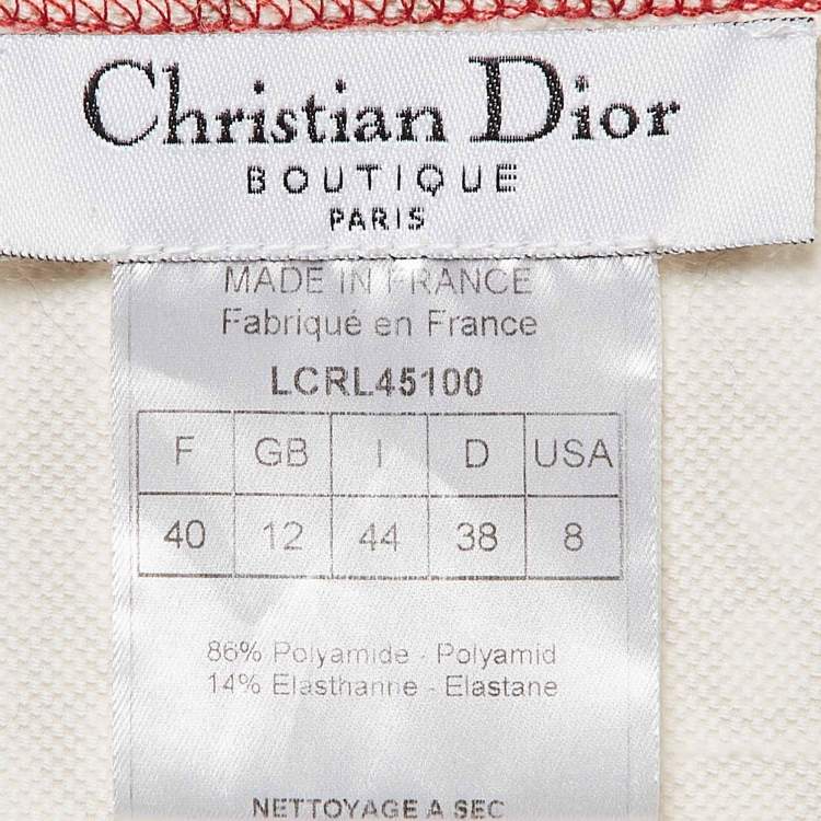 Pre Owned Christian Dior Boutique Beige Monogram Knit Long Sleeve Top M   