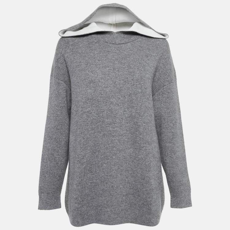 مملوكة مسبقًا Christian Dior Grey J'Adior 8' Intarsia Cashmere Hooded Sweater S