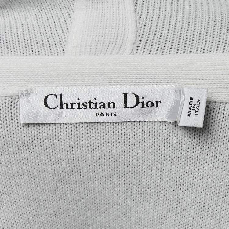مملوكة مسبقًا Christian Dior Grey J'Adior 8' Intarsia Cashmere Hooded Sweater S