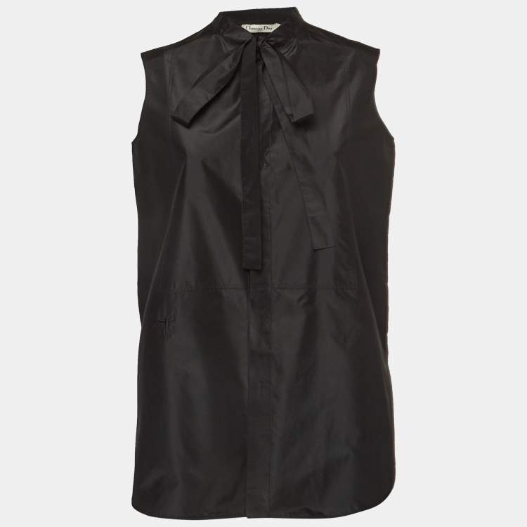 Pre Owned Christian Dior Black Silk Sleeveless Shirt S   
