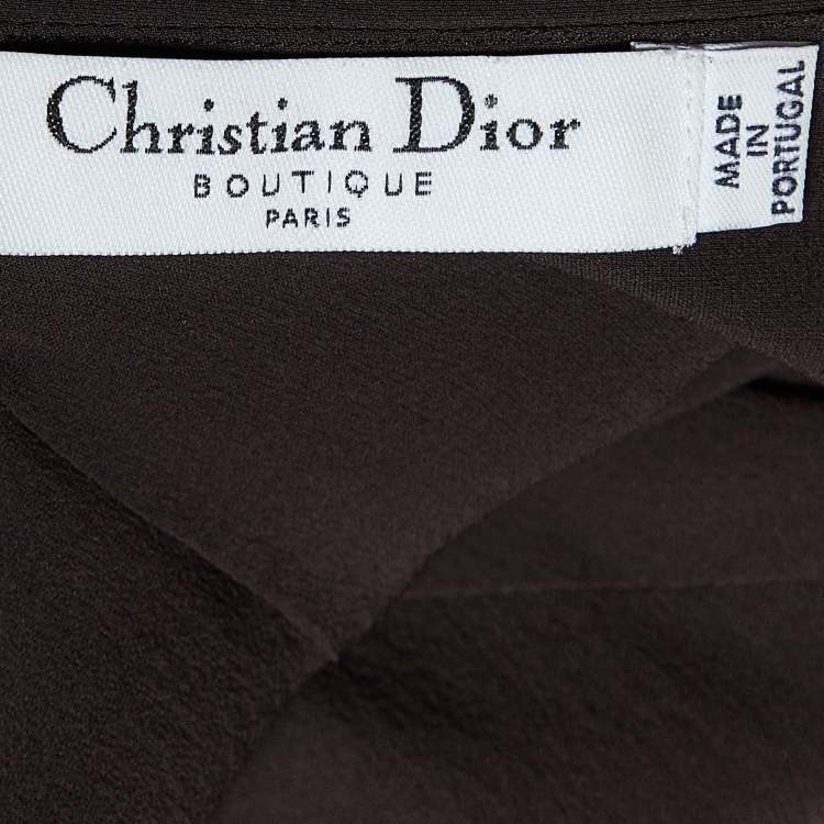 Pre Owned Dior Boutique Vintage Brown Silk Sleeveless Top M