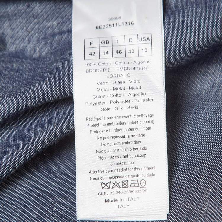 مملوكة مسبقًا Christian Dior Blue Cotton Applique Shirt L   