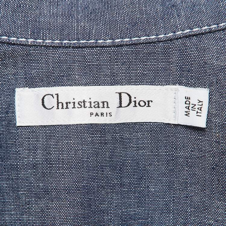 مملوكة مسبقًا Christian Dior Blue Cotton Applique Shirt L   