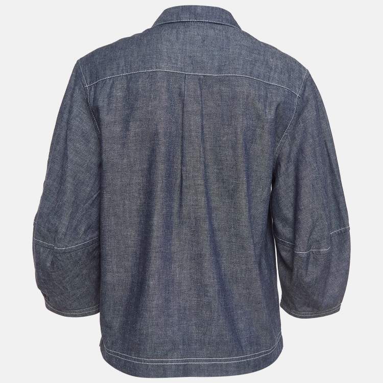 مم�لوكة مسبقًا Christian Dior Blue Cotton Applique Shirt L   