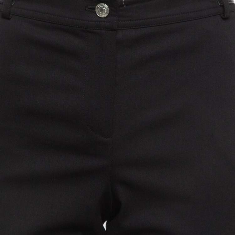 Pre Owned Christian Dior Boutique Black Studded Belt Gabardine Trousers L