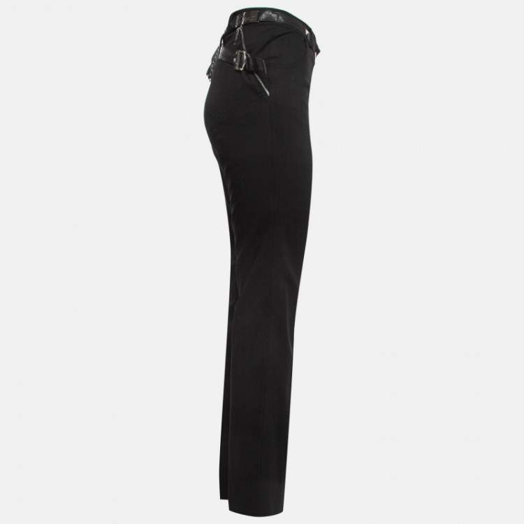 Pre Owned Christian Dior Boutique Black Studded Belt Gabardine Trousers L