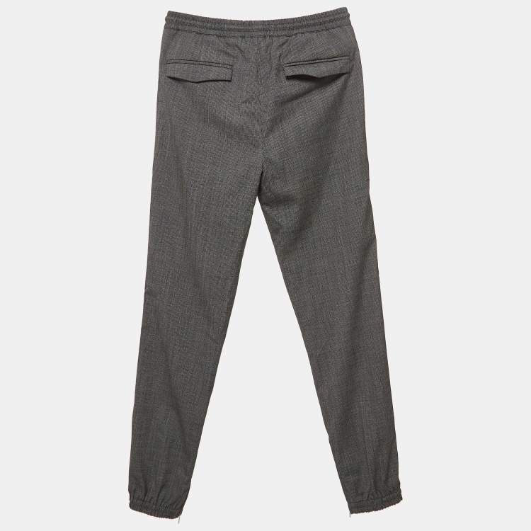 Pre Owned Dior Dark Grey Houndstooth Wool Pants L