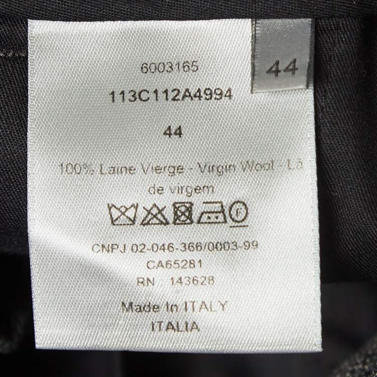 Pre Owned Dior Dark Grey Houndstooth Wool Pants L