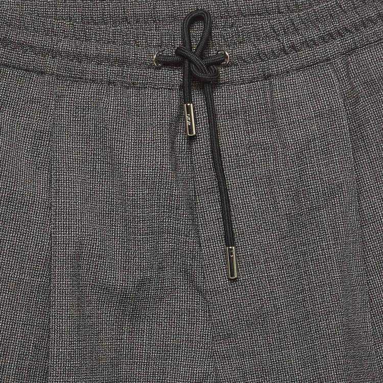 Pre Owned Dior Dark Grey Houndstooth Wool Pants L