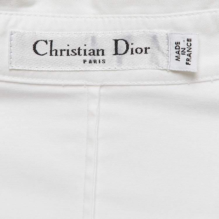 مملوكة مسبقًا Christian Dior White Cotton Buttoned Front Flared Short Dress M