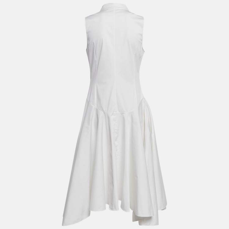 مملوكة مسبقًا Christian Dior White Cotton Buttoned Front Flared Short Dress M