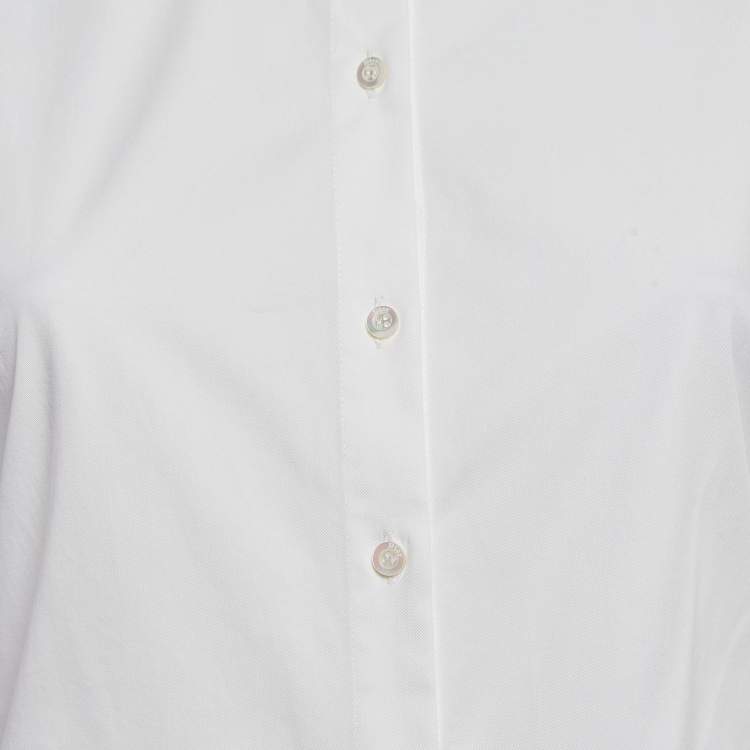 مملوكة مسبقًا Christian Dior White Cotton Buttoned Front Flared Short Dress M