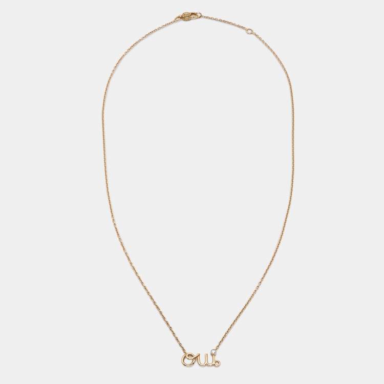 Pre Owned Dior  Dioramour 'Oui' Diamond 18k Rose Gold Pendant Necklace
