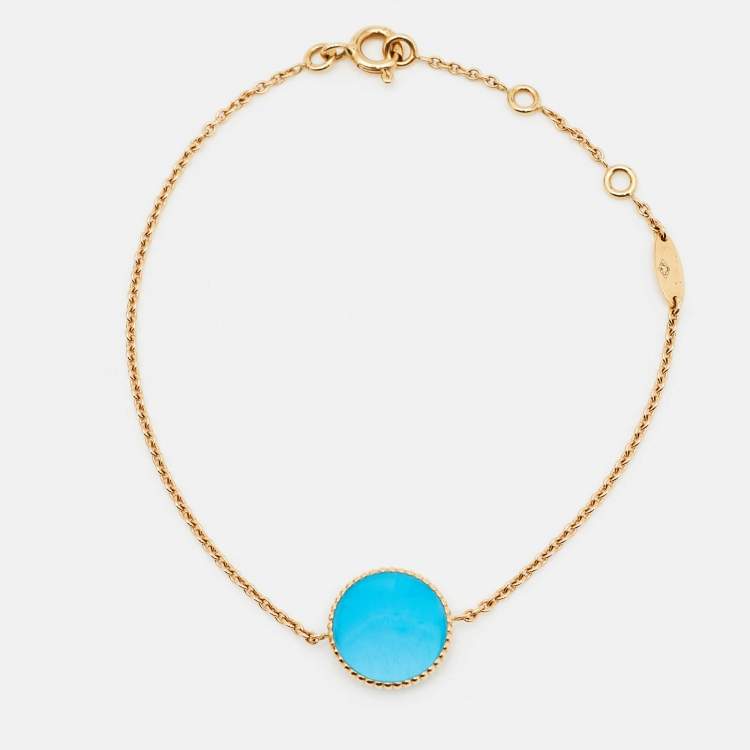 Pre Owned Dior  Rose des Vents Turquoise Diamond 18k Yellow Gold Station Bracelet