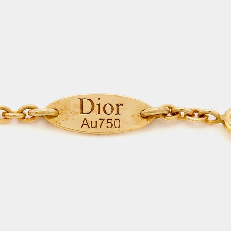 Pre Owned Dior Rose Des Vents Mother of Pearl Diamond 18k Yellow Gold Bracelet