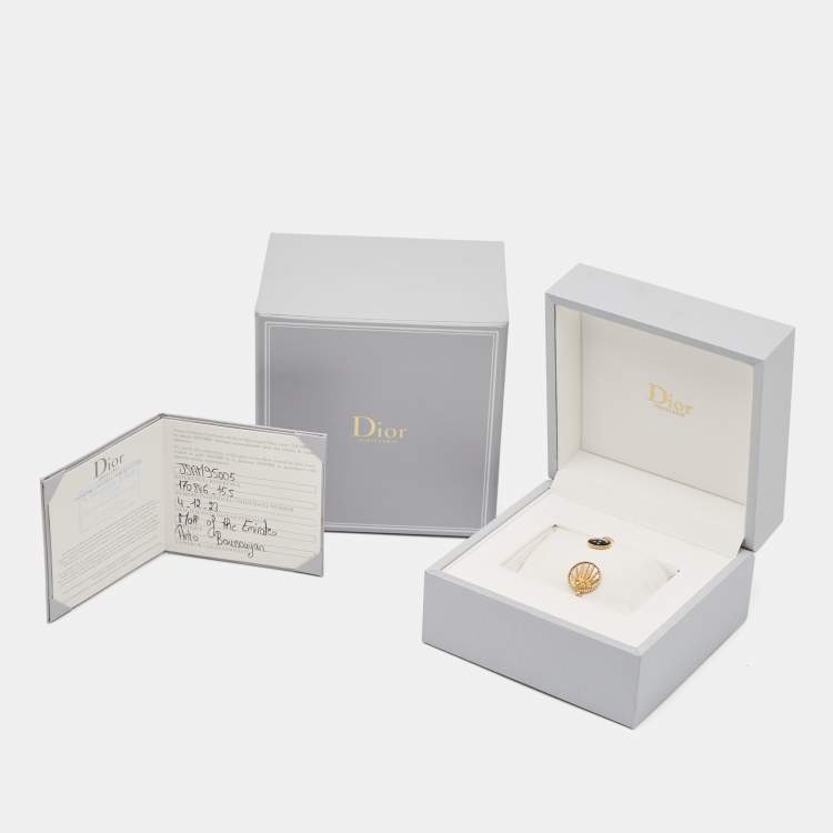 Pre Owned Dior Rose Celeste Onyx Diamond Mother of Pearl 18K Two Tone Gold Bracelet 15.5