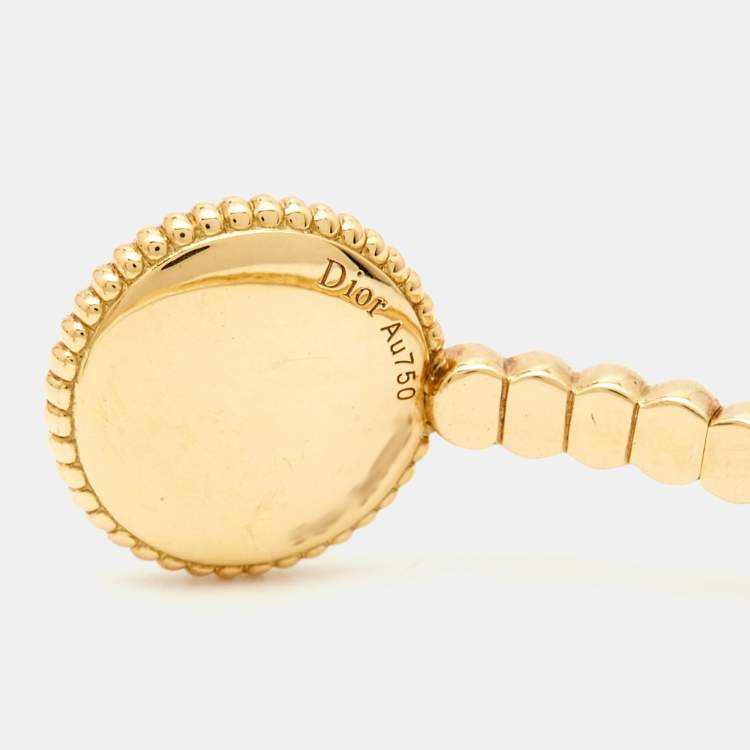 Pre Owned Dior Rose Celeste Onyx Diamond Mother of Pearl 18K Two Tone Gold Bracelet 15.5