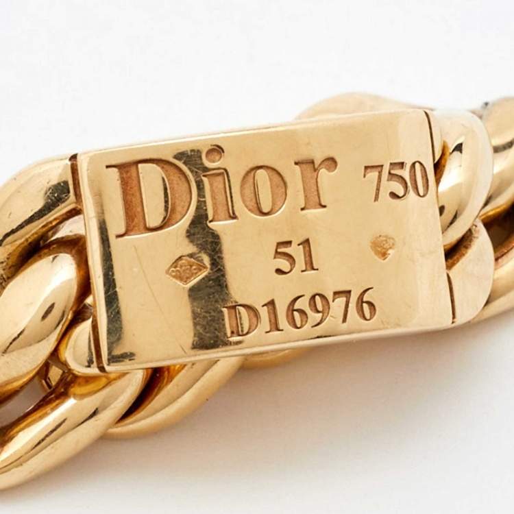 Pre Owned Dior 18K Yellow Gold Chain Link Ring Size 51
