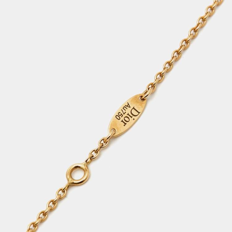 Pre Owned Dior Rose Des Vents Malachite Diamond 18k Yellow Gold Necklace