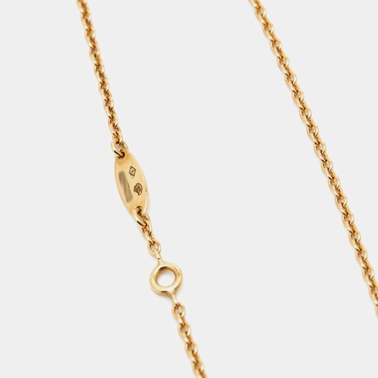 Pre Owned Dior Rose Des Vents Malachite Diamond 18k Yellow Gold Necklace